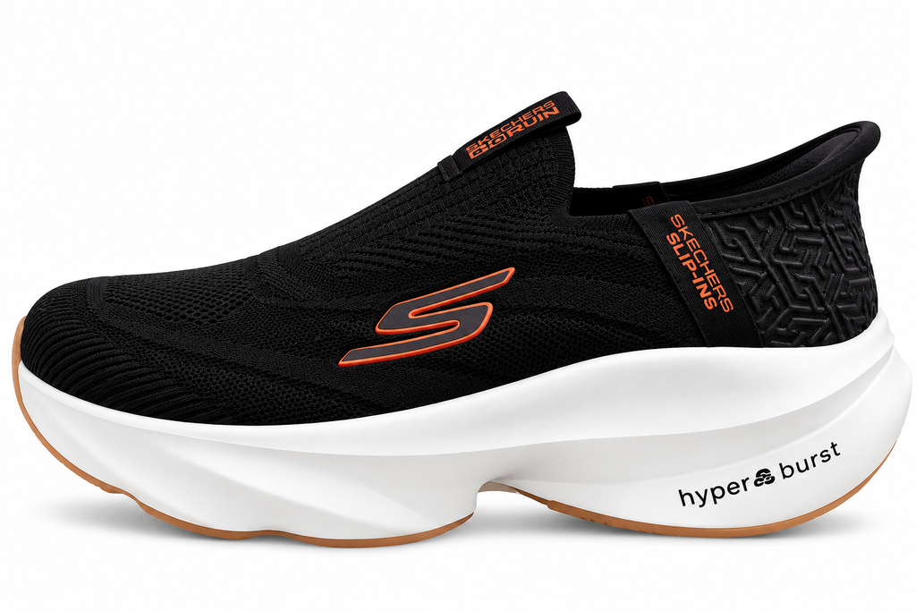 Skechers Men’s Red-Brown Slip-On Sneakers | Lightweight Running & Walking Shoes with Hyper Burst Cushion