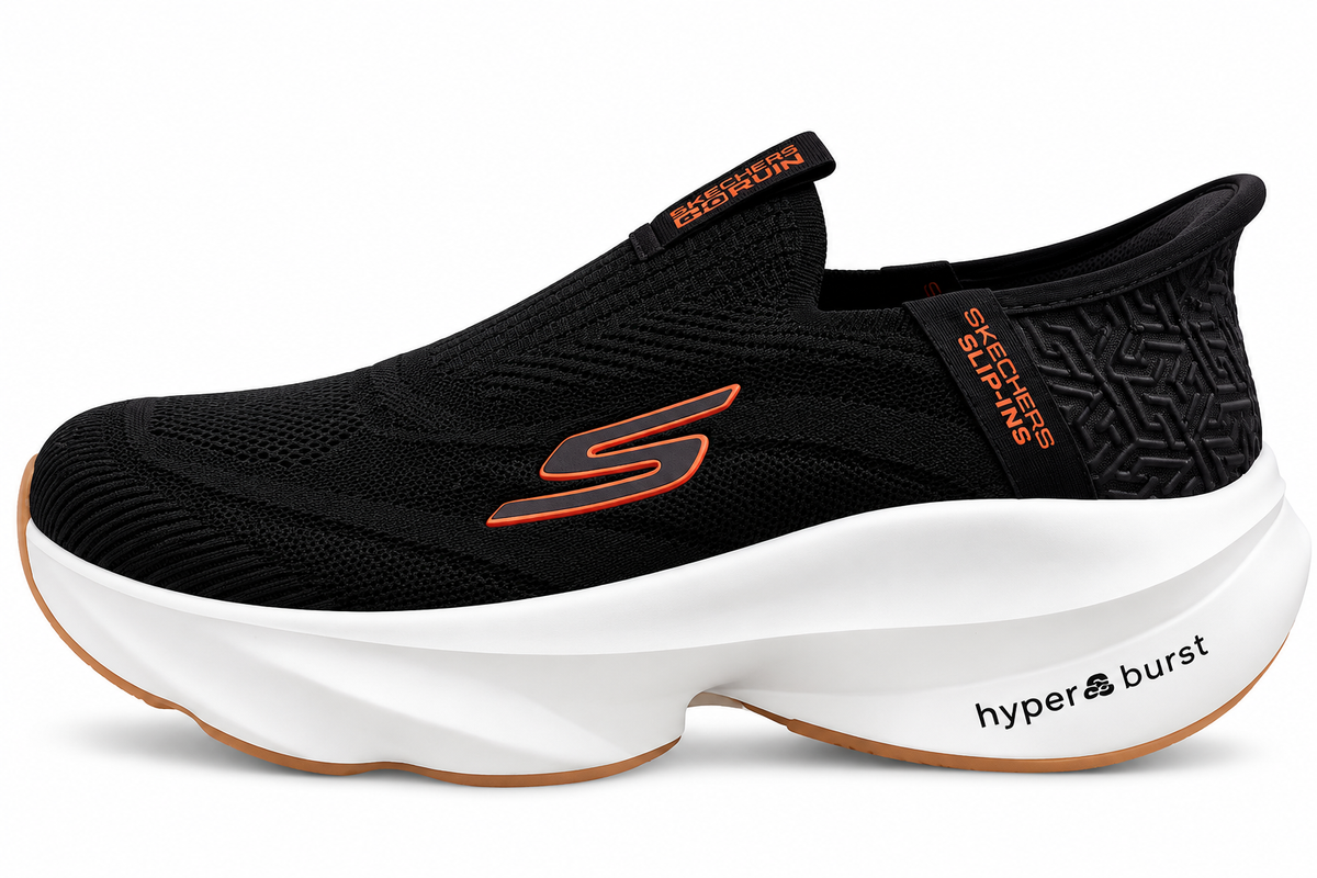Skechers Men’s Red-Brown Slip-On Sneakers | Lightweight Running & Walking Shoes with Hyper Burst Cushion