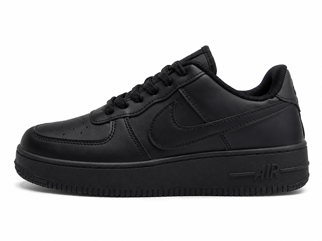 Nike Air Force 1 Style Triple Black Sneakers – Classic Low-Top Casual Shoes