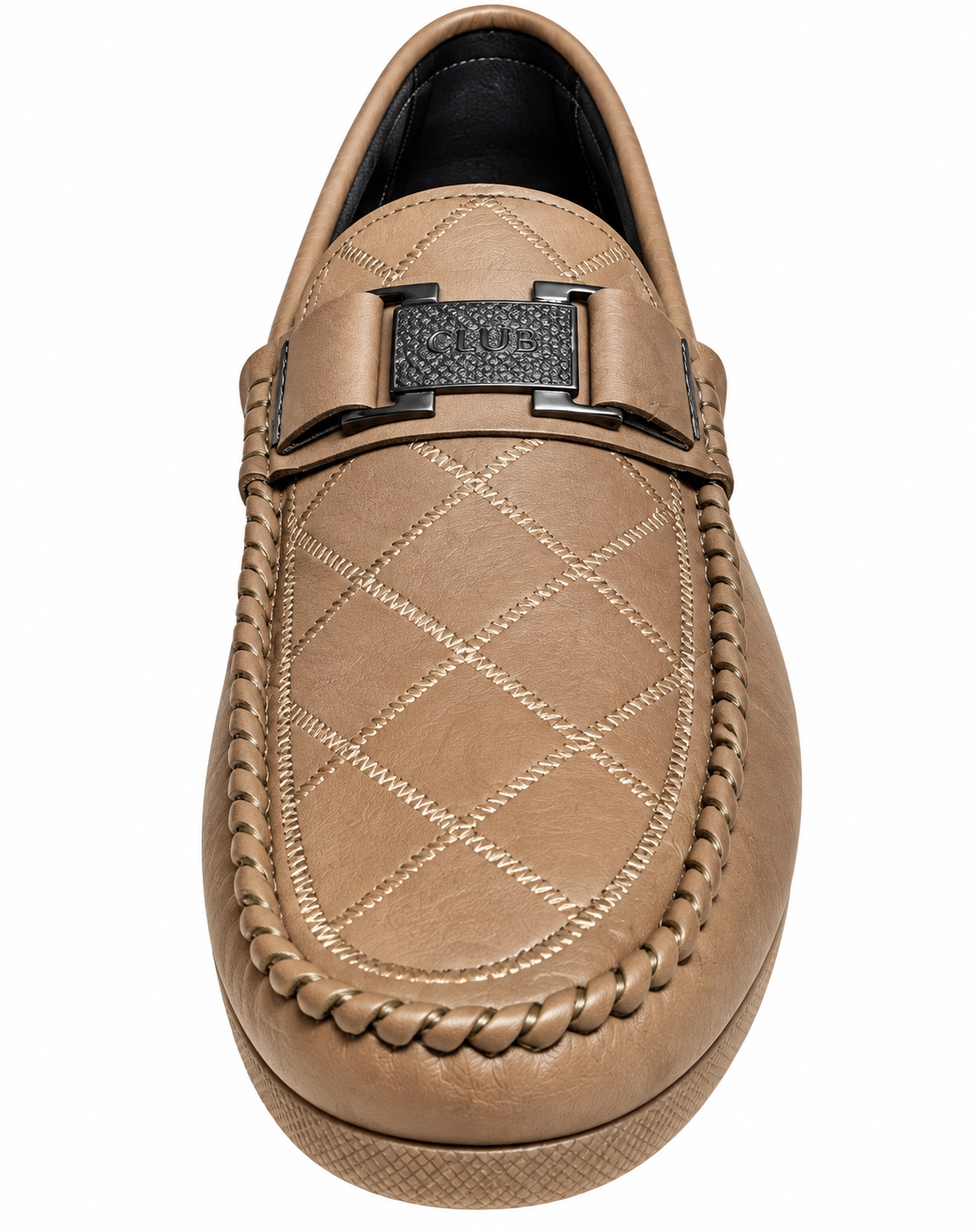 Men’s Taupe Moc-Toe Loafers with Buckle Detail