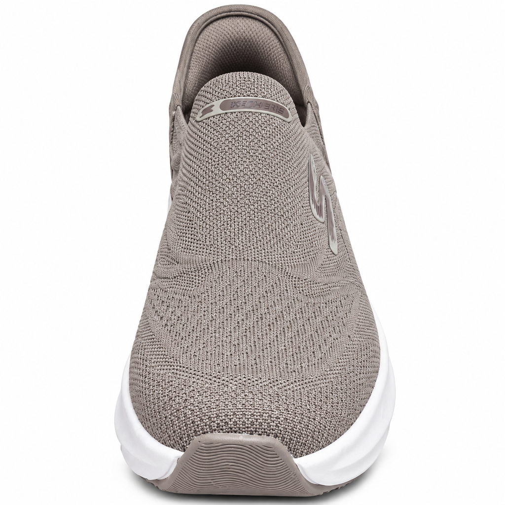 Skeche Slip-ins Carbon-Infused Knit Walking Shoes – Taupe with Hyper Burst Cushioning