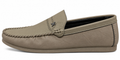 Men’s Taupe Moc-Toe Slip-On Loafers with Metal Accent