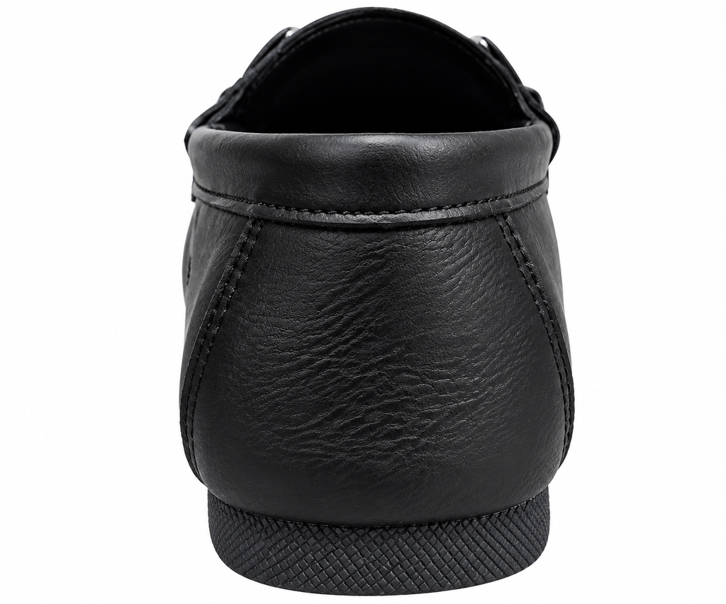 Men’s Black Moc-Toe Loafers with Buckle Detail