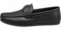 Men’s Black Moc-Toe Loafers with Buckle Detail