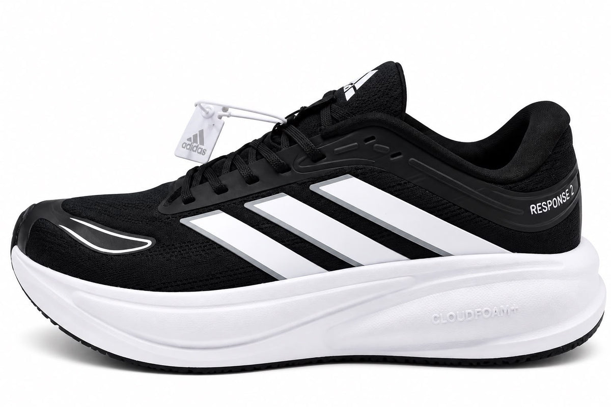 Adi Response 2 Men’s Running Shoes – Black & White Cloudfoam+