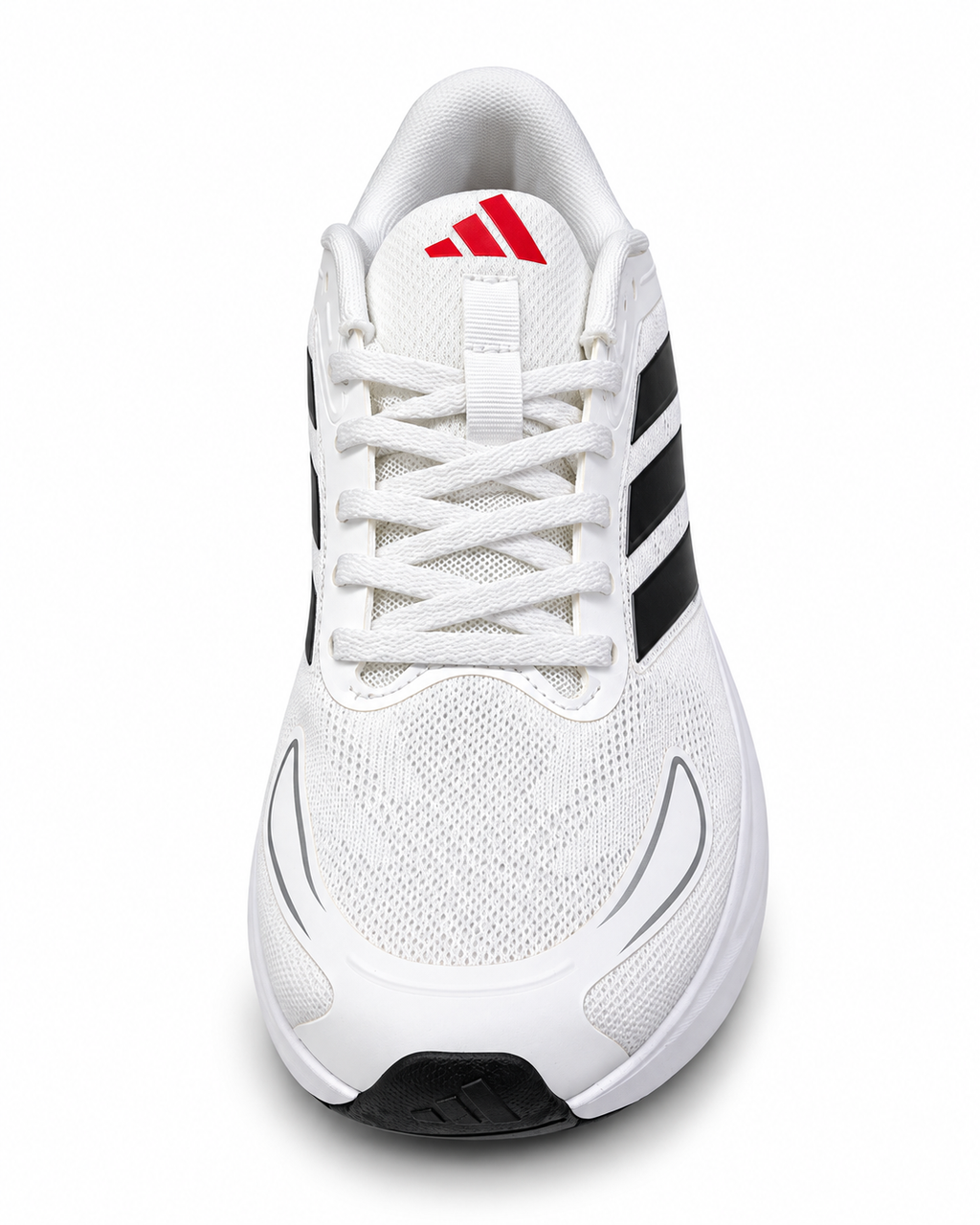 Men’s White & Black Mesh Lace-Up Running Shoes – Cushioned Sole