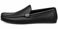 Men’s Black Perforated Loafers with Metal Accent