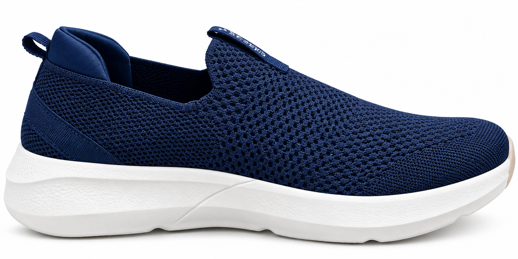 Men's Navy Blue Slip-On Sneakers | Lightweight Breathable Mesh Casual Walking Shoes