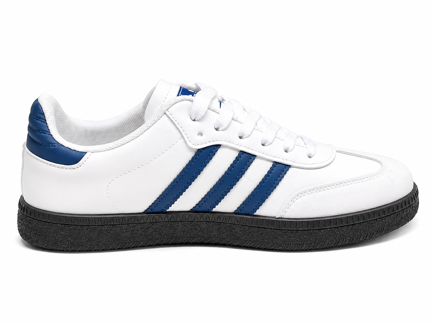 White & Blue Samba Style Sneakers – Classic Casual Shoes