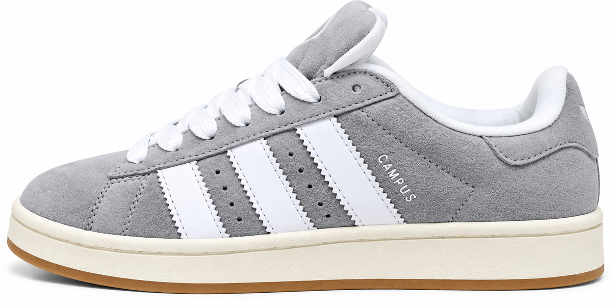 Adi Campus Grey Suede Sneakers – Classic White Stripes Lace-Up Shoes