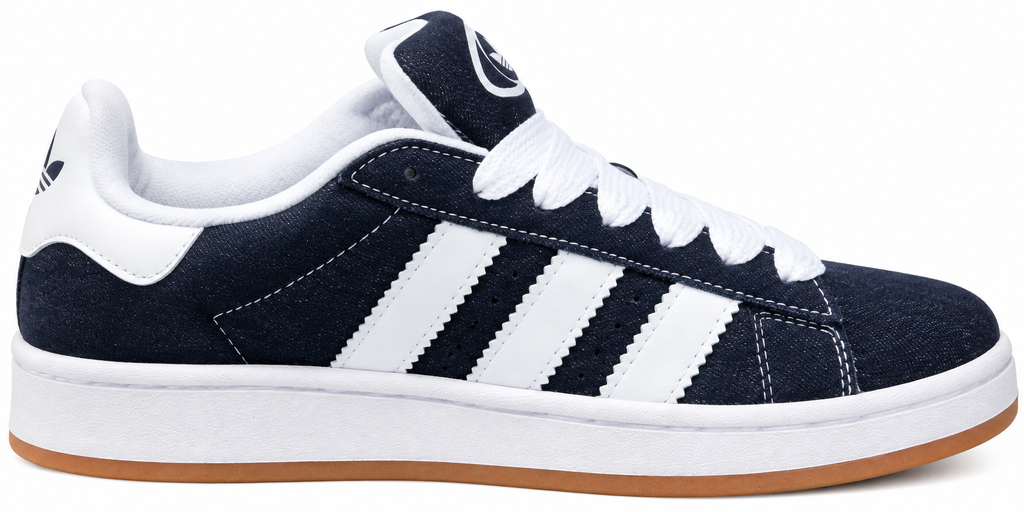 Navy Blue Suede Retro Sneakers with White Stripes | Classic Casual Streetwear Shoes