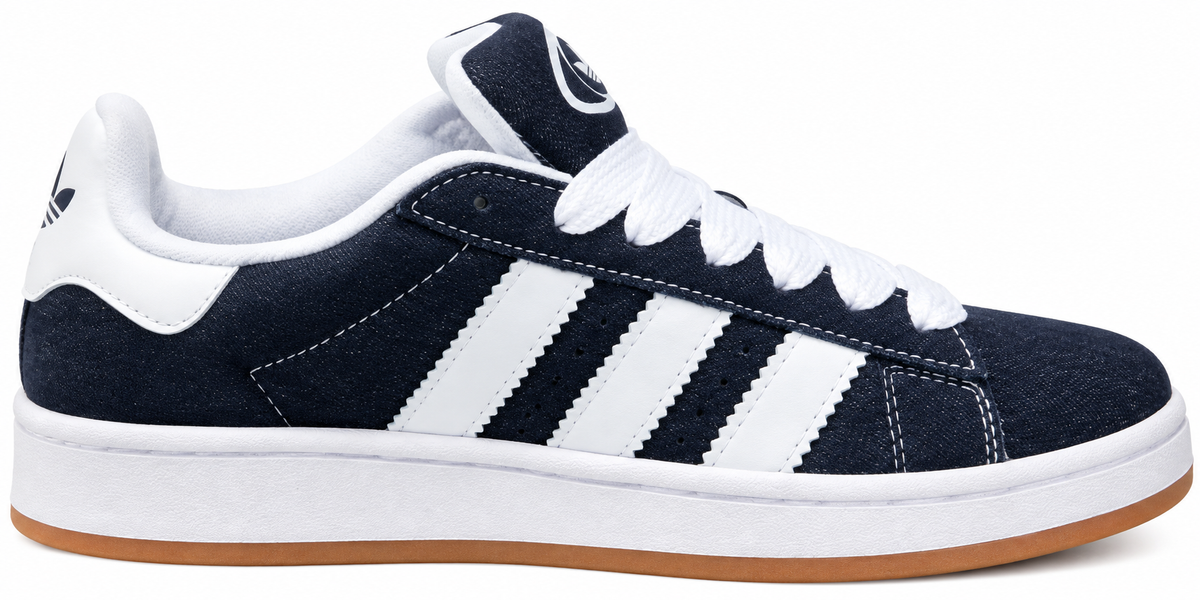 Navy Blue Suede Retro Sneakers with White Stripes | Classic Casual Streetwear Shoes