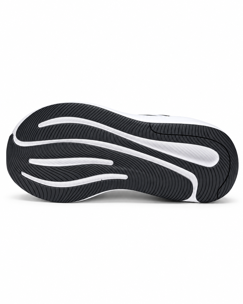 Men’s White & Black Mesh Lace-Up Running Shoes – Cushioned Sole