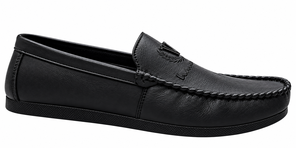 Men’s Black Casual Loafers – Elegant Comfort Slip-On Shoes