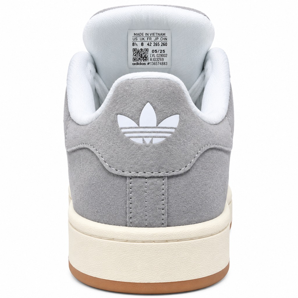 Adi Campus Grey Suede Sneakers – Classic White Stripes Lace-Up Shoes