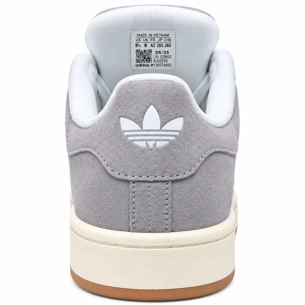 Adi Campus Grey Suede Sneakers – Classic White Stripes Lace-Up Shoes