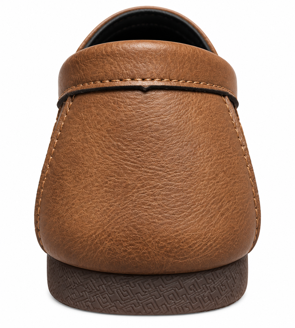 Men’s Brown Perforated Loafers with Metal Accent