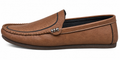 Men’s Brown Perforated Loafers with Metal Accent