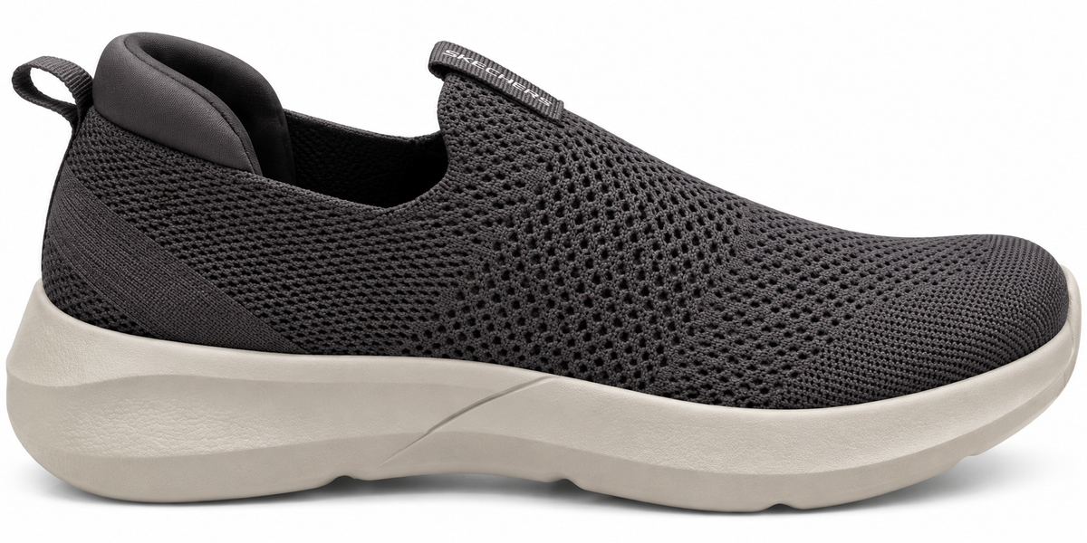 Men's Black Slip-On Sneakers | Lightweight Breathable Mesh Walking Shoes