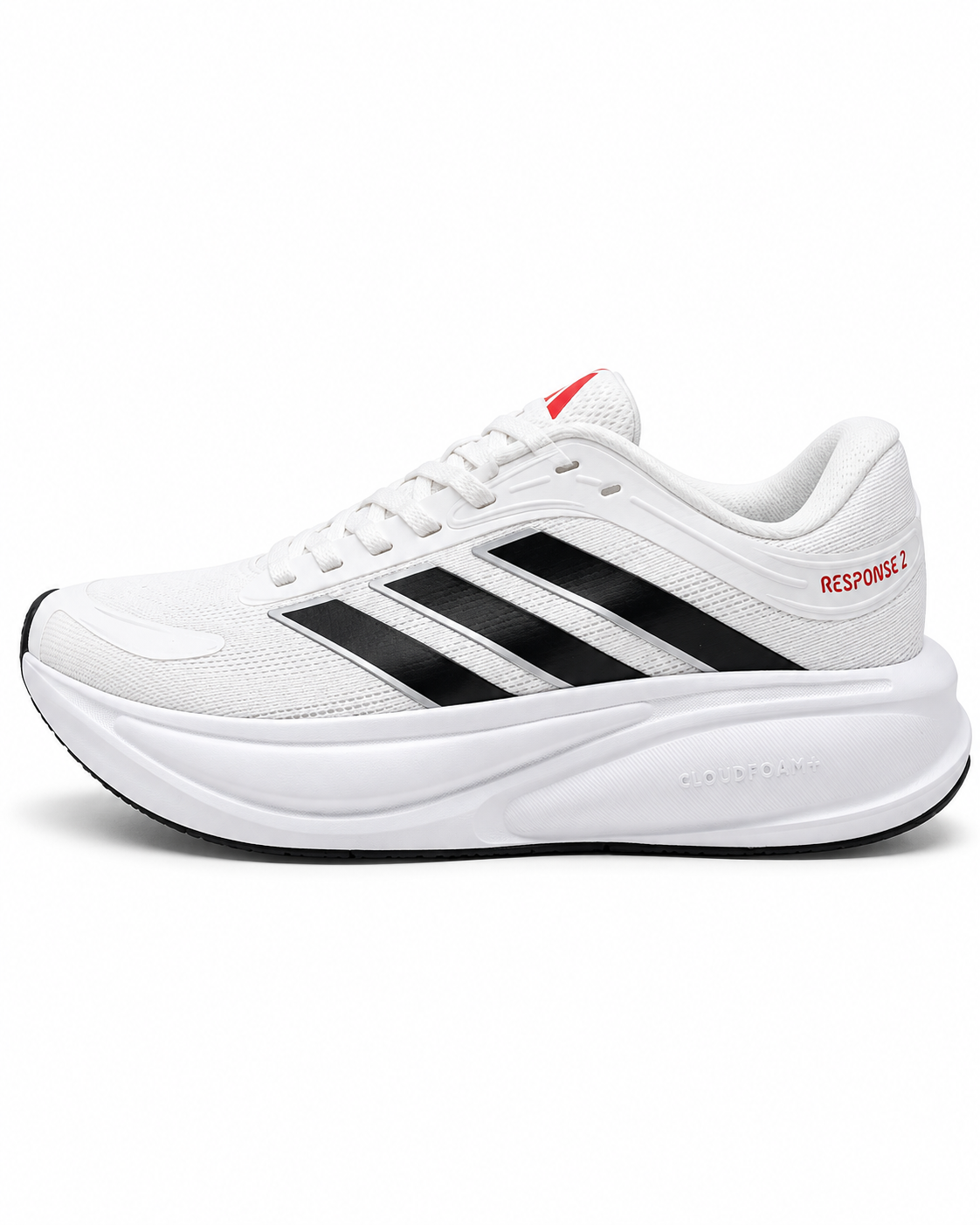 Men’s White & Black Mesh Lace-Up Running Shoes – Cushioned Sole