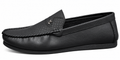 Men’s Black Textured Slip-On Loafers with Metal Accent