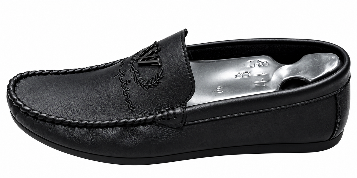 Men’s Black Casual Loafers – Elegant Comfort Slip-On Shoes