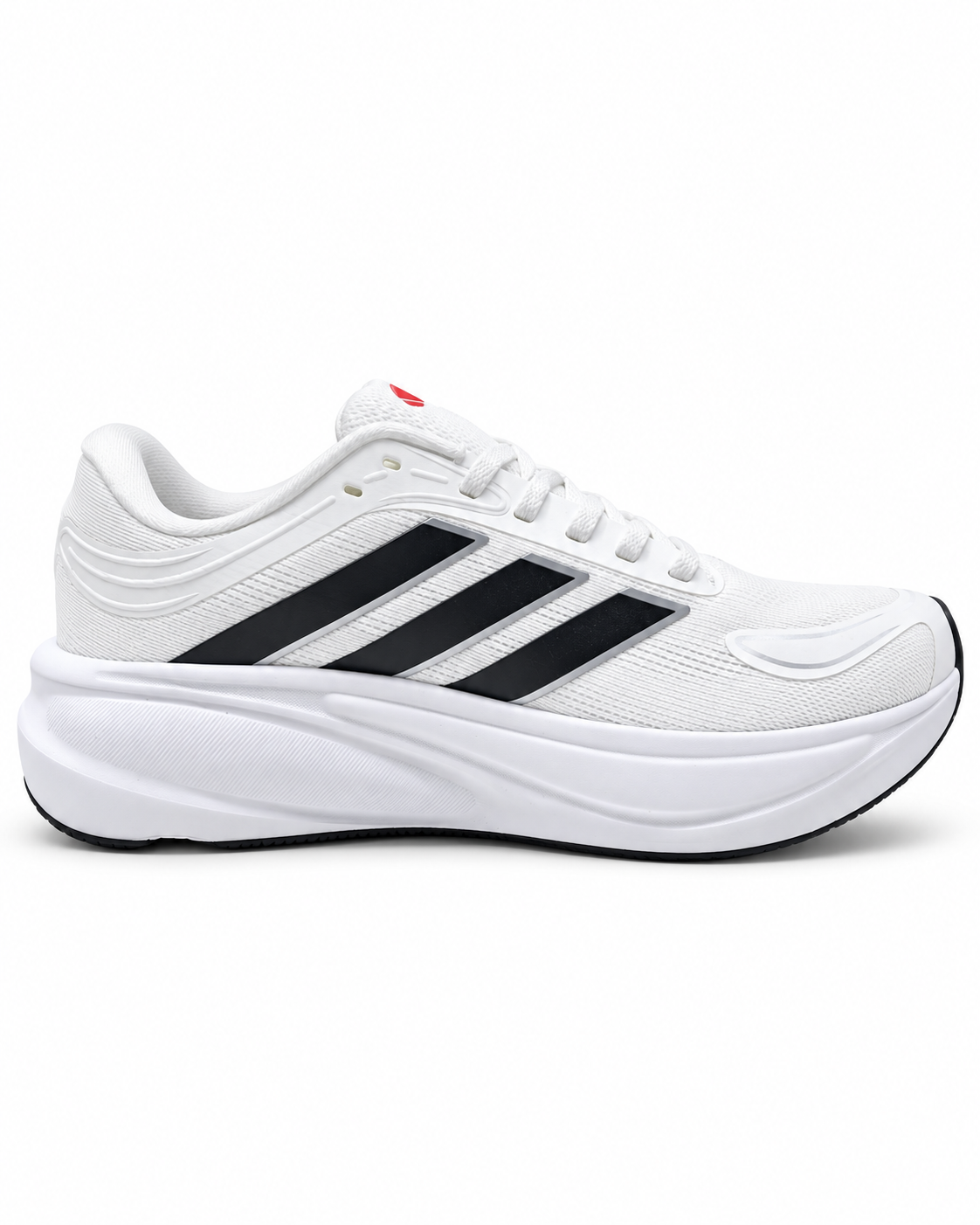 Men’s White & Black Mesh Lace-Up Running Shoes – Cushioned Sole