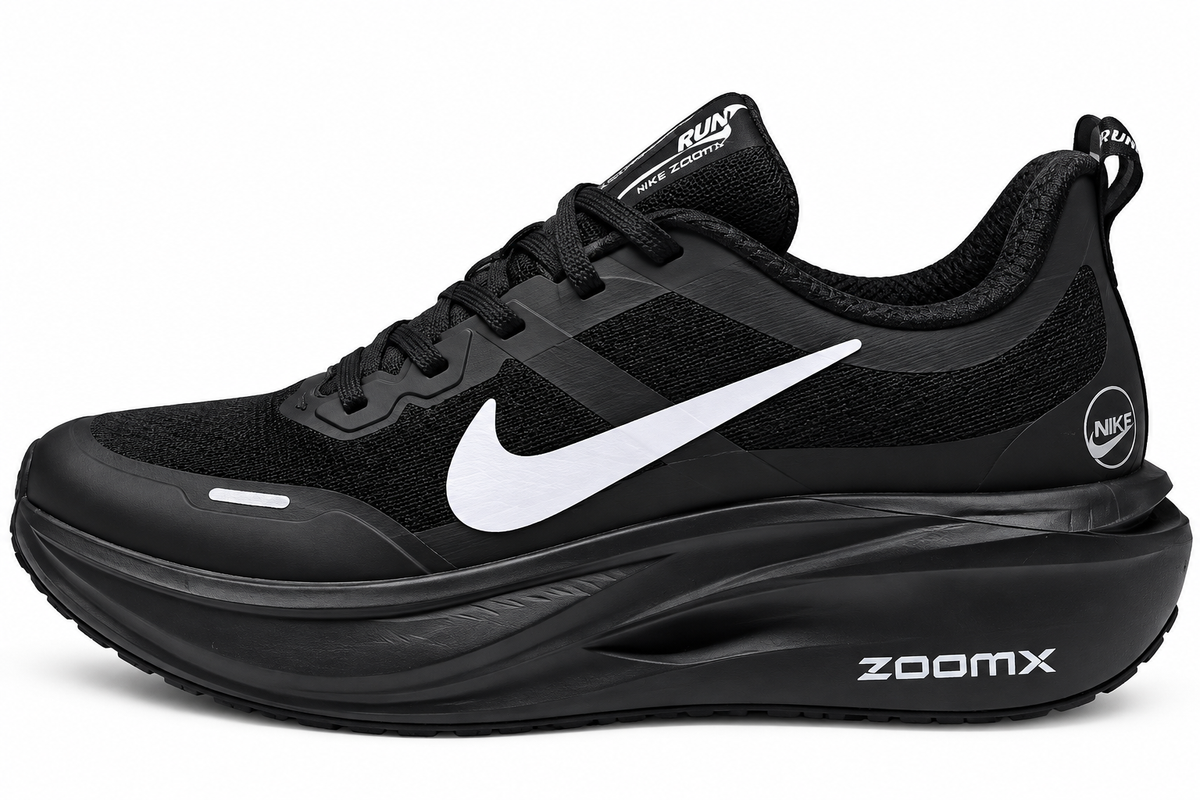 Nik ZoomX Black & White Running Shoes – Chunky Sole Athletic Sneakers