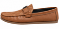Men’s Tan Brown Moc-Toe Loafers with Buckle Detail