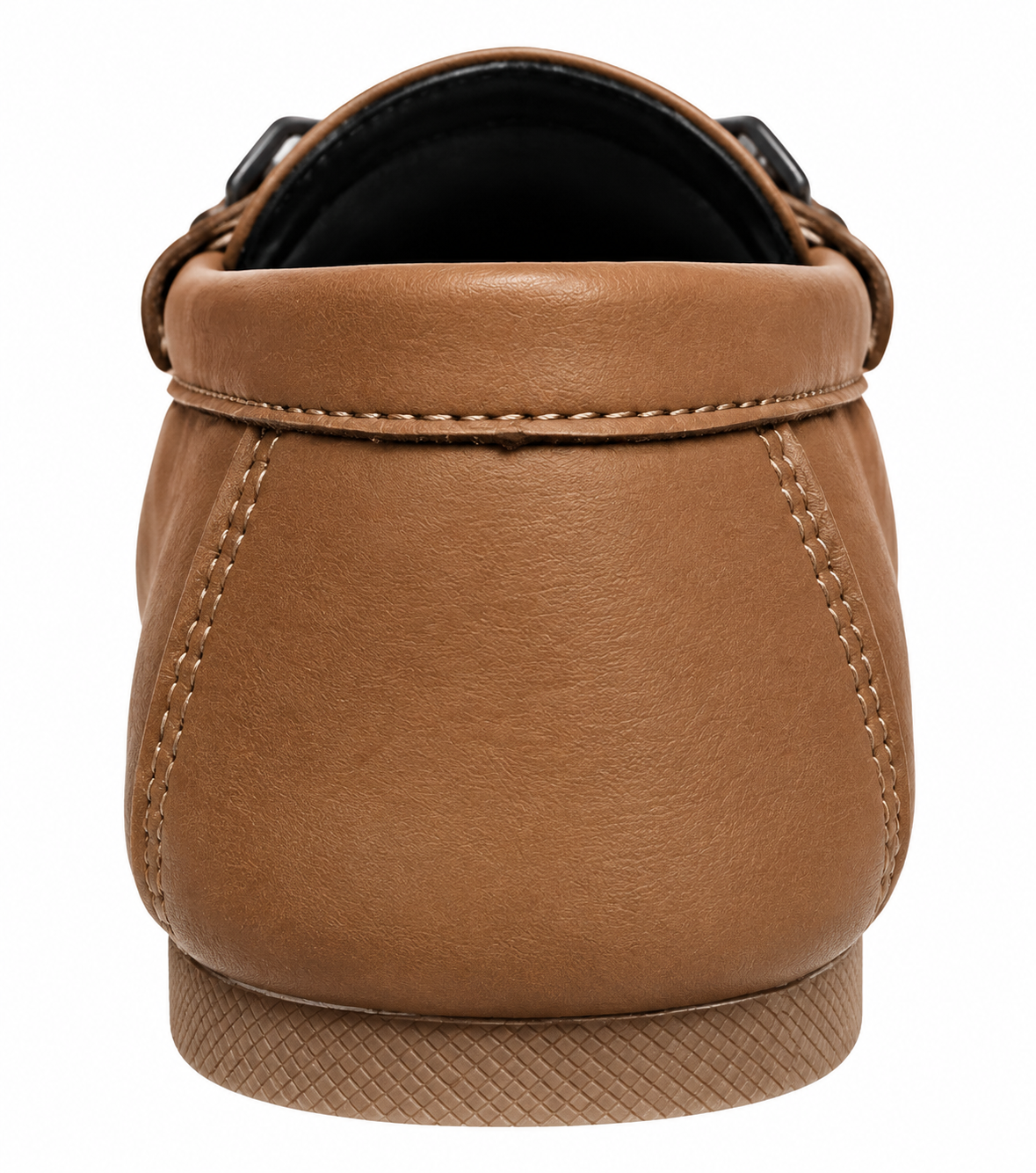 Men’s Tan Brown Moc-Toe Loafers with Buckle Detail